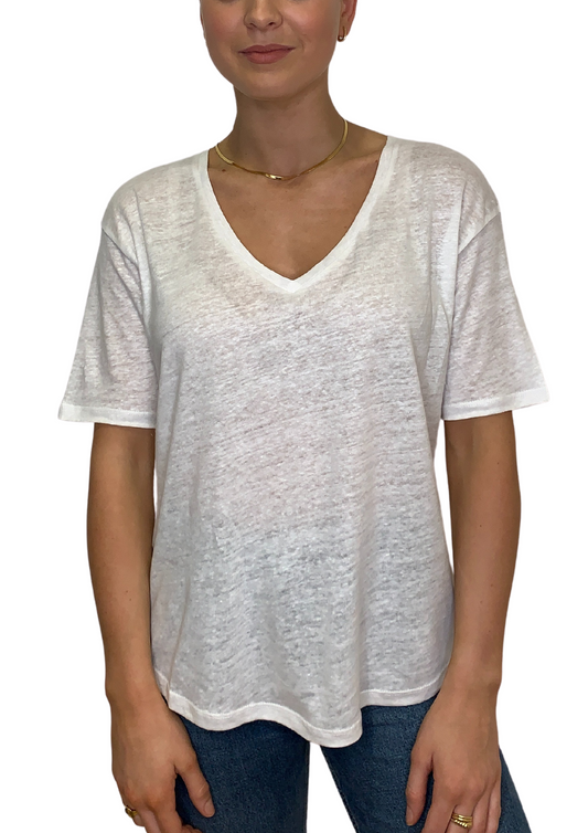 white v neck tee