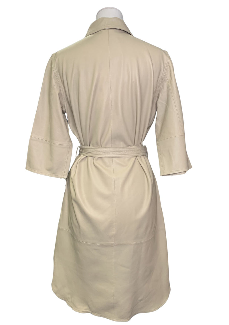 Clare Leather Dress Pale Khaki