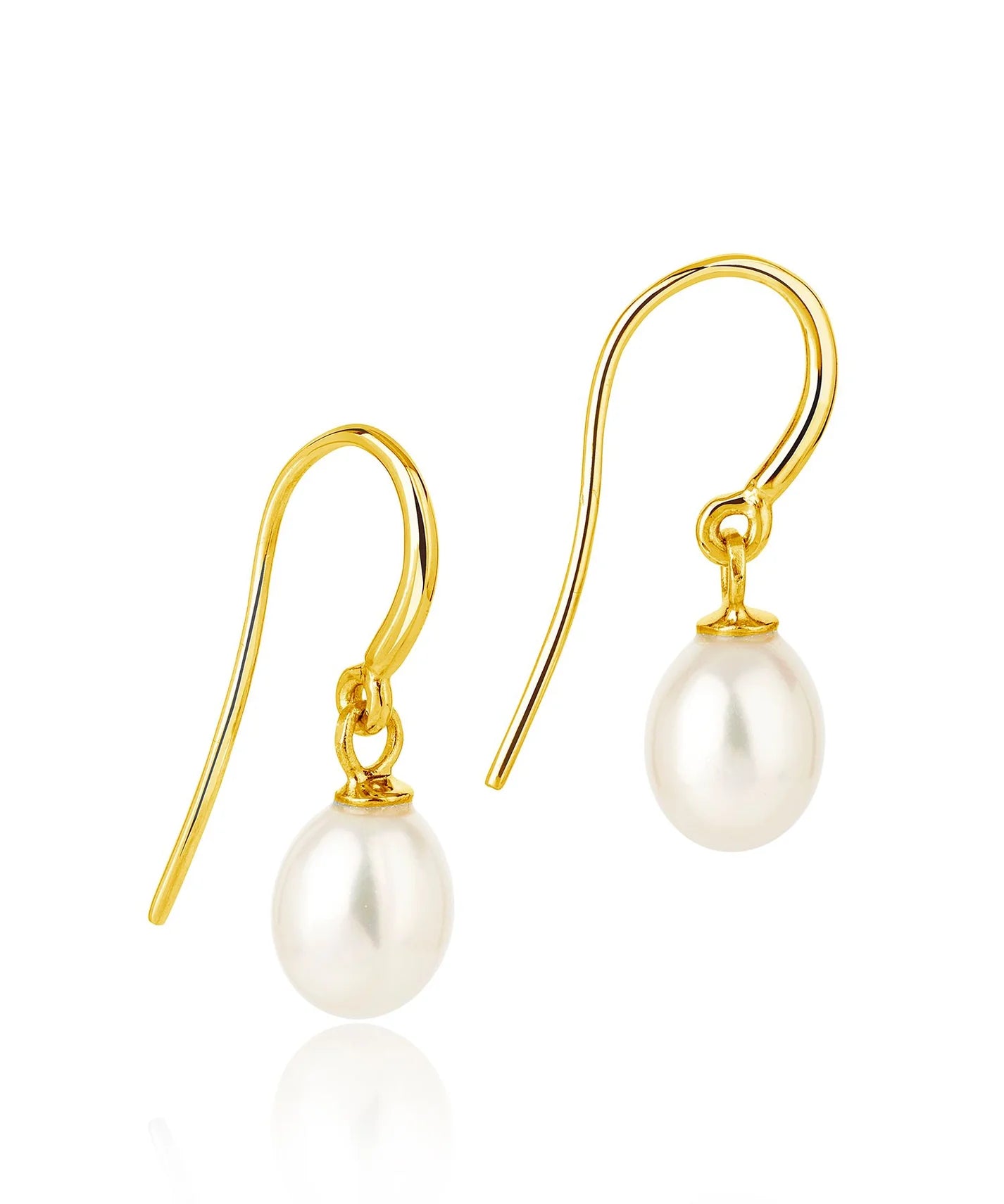 Gold single drop freshwater pearl earrings