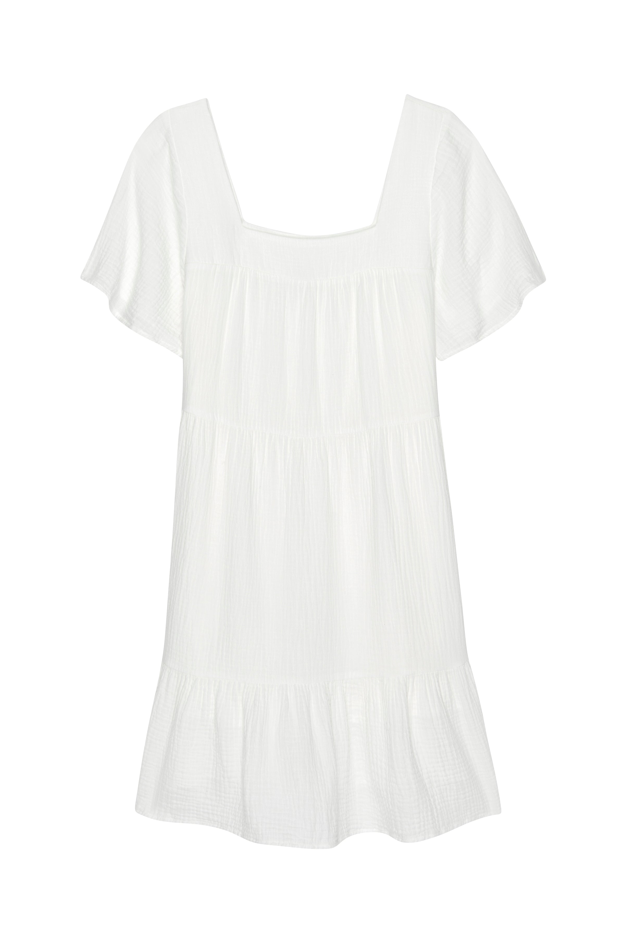 Square neck cotton dress white