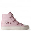 Pink leather high top with silver buckle details