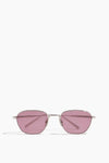 Silver framed sunglasses with red lense