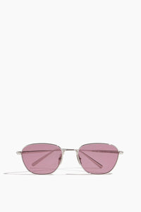 Silver framed sunglasses with red lense