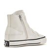 White leather high top with silver buckle details