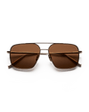 Soft gold coloured framed sunglasses with brown lenses
