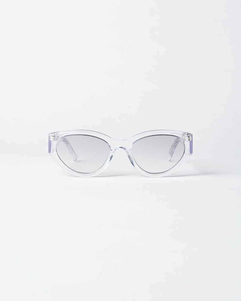 Clear cat eye sunglasses with a clear lense