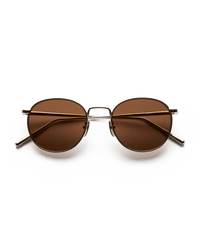 Round gold coloured sunglasses with brown lenses