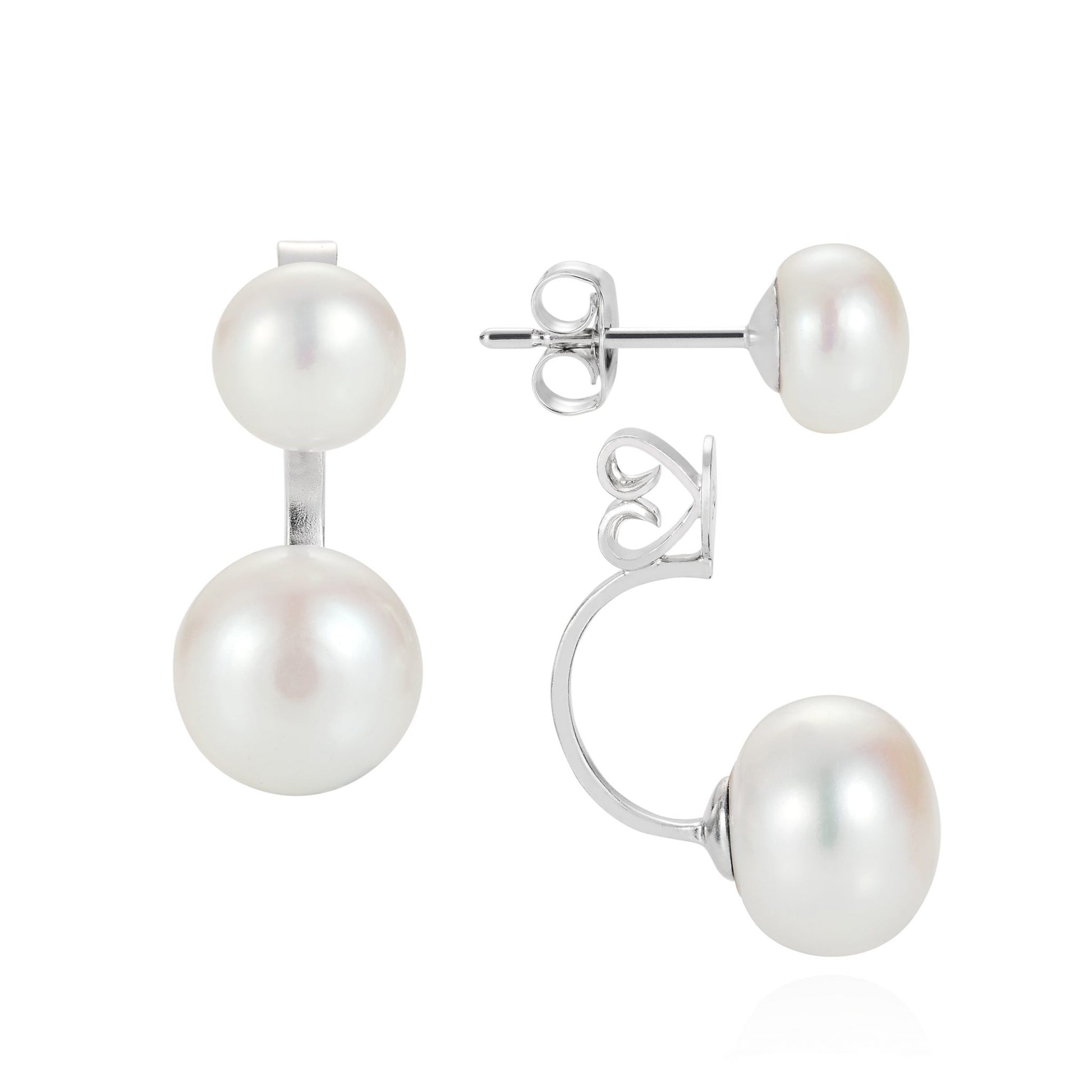 Double pearl stud earrings