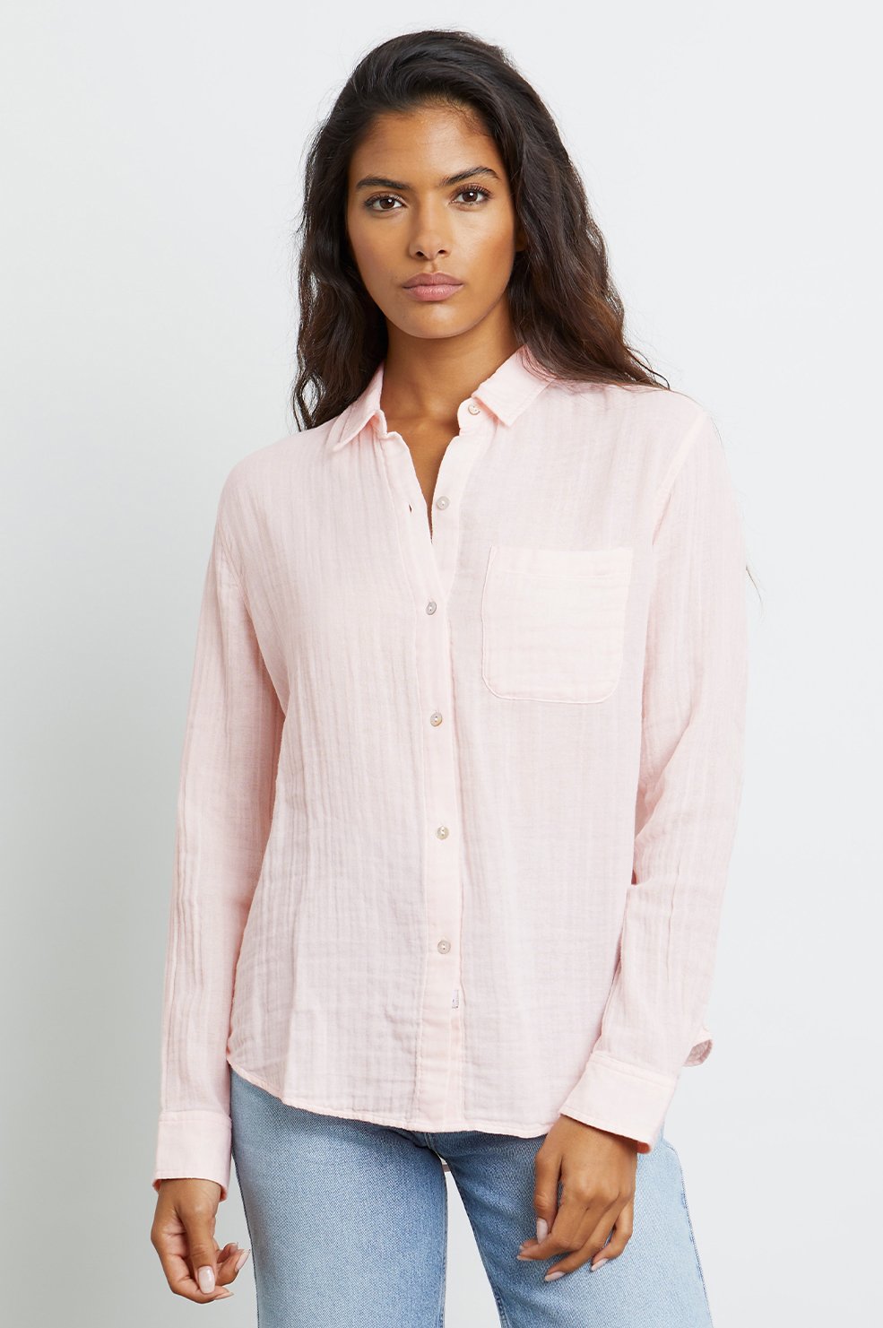 Pink cheesecloth long sleeved shirt