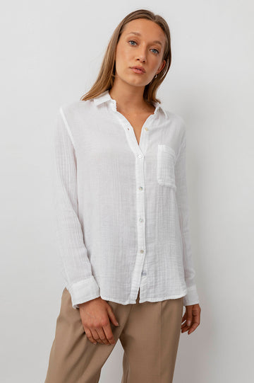 White cotton long sleeved shirt