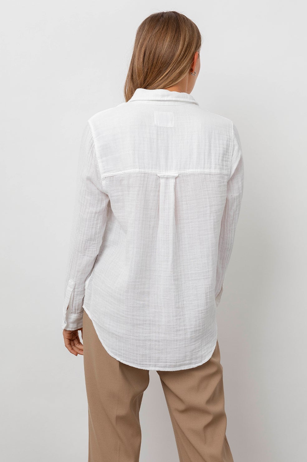 White cotton long sleeved shirt