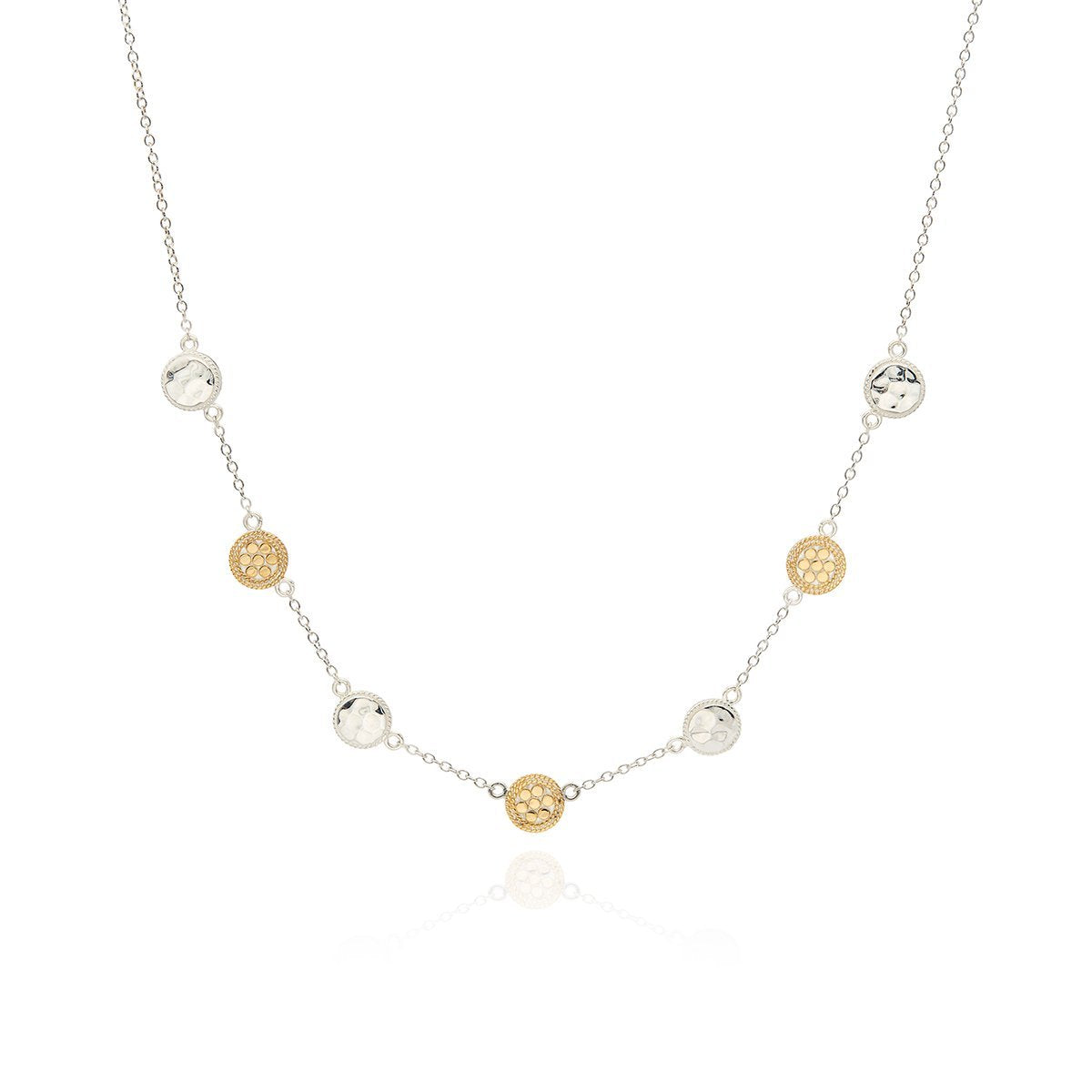 Sterling silver and gold plated necklace with circular charms