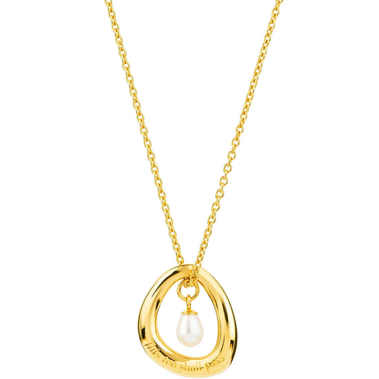 Gold plated sterling silver necklace with a fresh water pearl drop