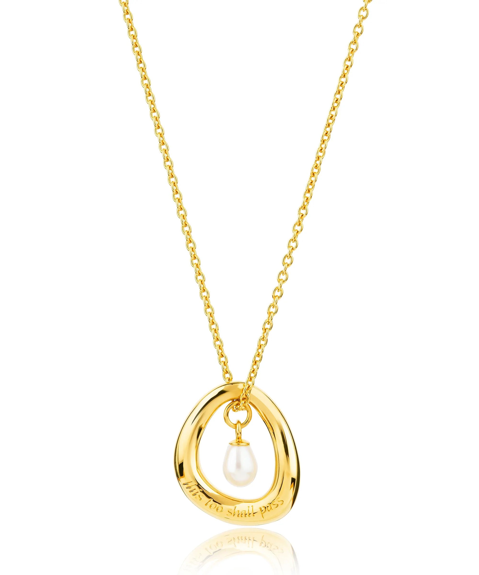 Gold plated sterling silver necklace with a fresh water pearl drop