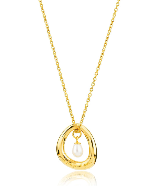 Gold plated sterling silver necklace with a fresh water pearl drop