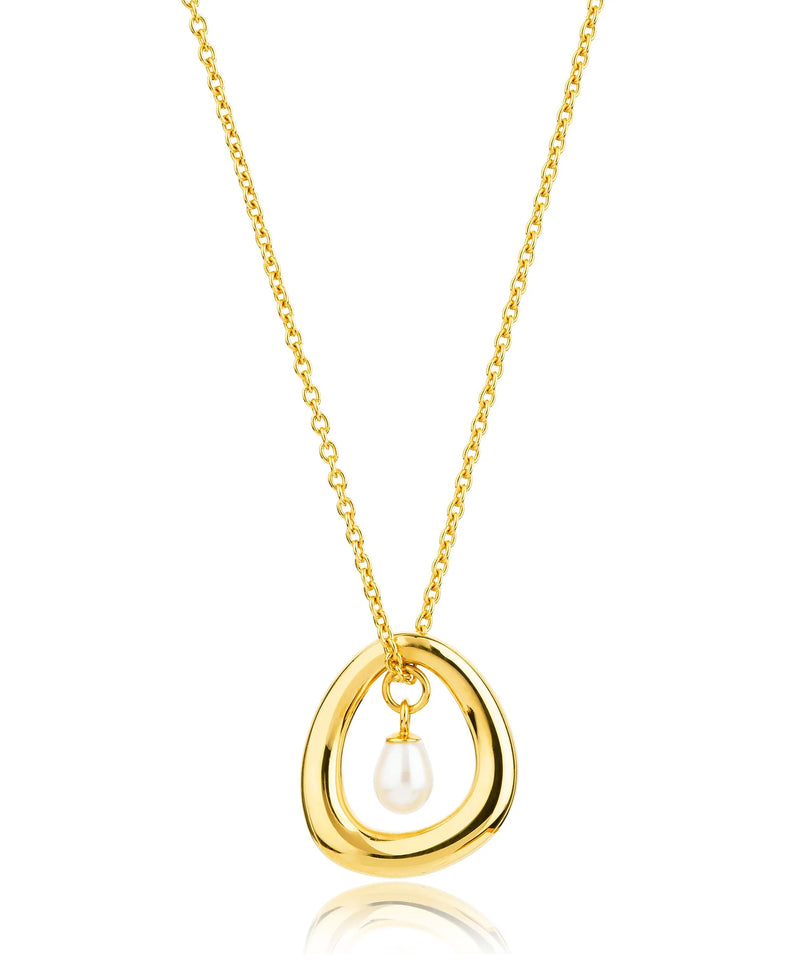Gold plated sterling silver necklace with a fresh water pearl drop