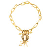 Gold bracelet with lock charm and pearl details