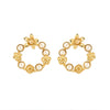 pearl and gold floral design hoop earrings
